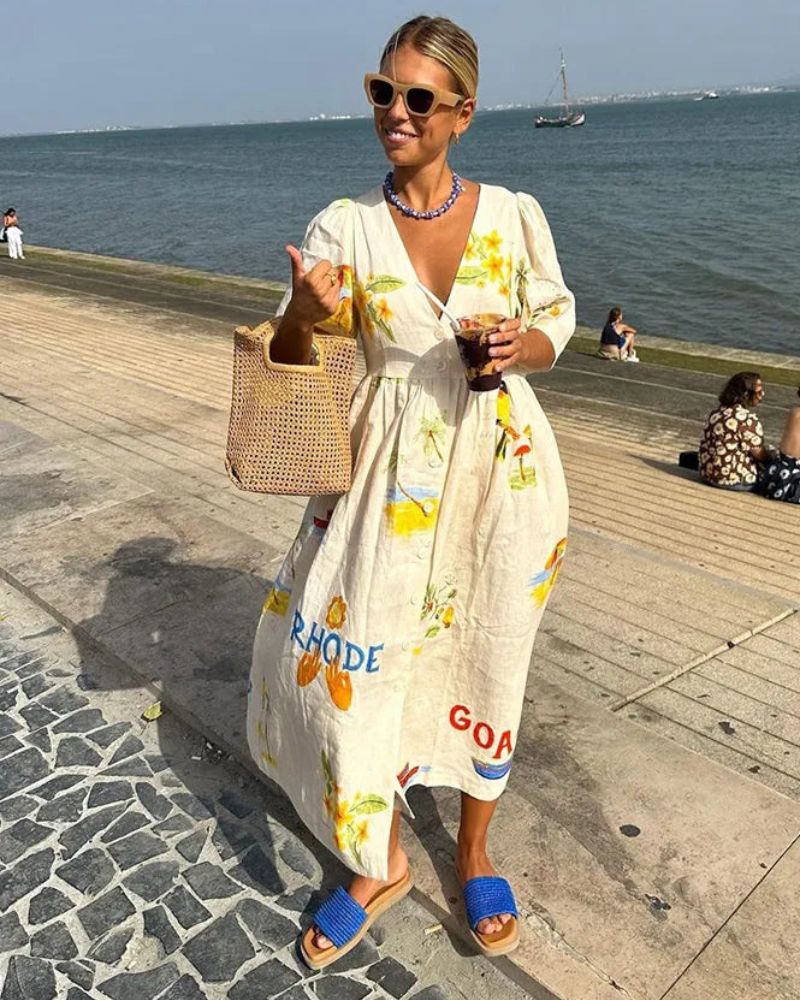 ANNI – Printed Linen Dress