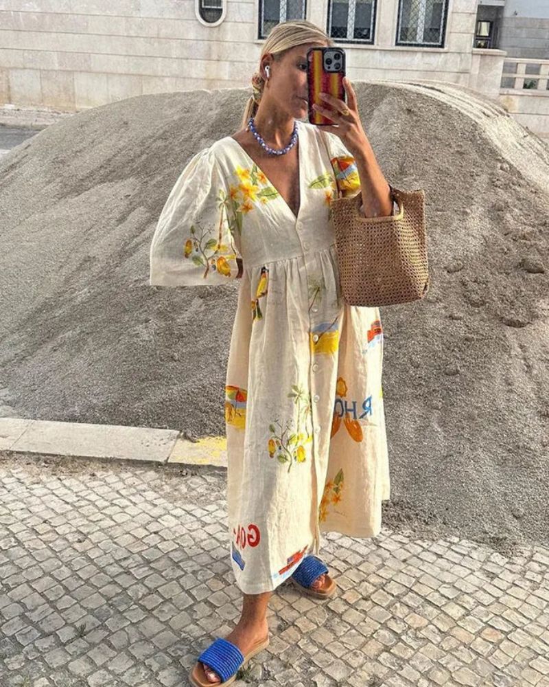 ANNI – Printed Linen Dress