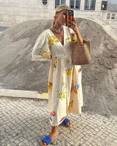 ANNI – Printed Linen Dress