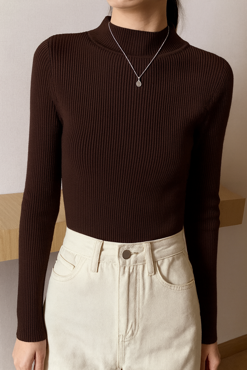 Ava | Knitted Mock Neck Sweater
