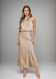 Helena™ | Long Satin Dress with Halter Neckline